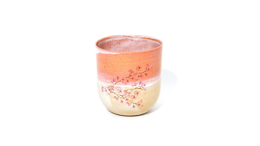 SERAMİK BARDAK (PEMBE-SAKURA MOTİFLİ) 250 ML