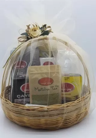HEDİYELİK BAMBU ÇAY SEPETİ - AİLE